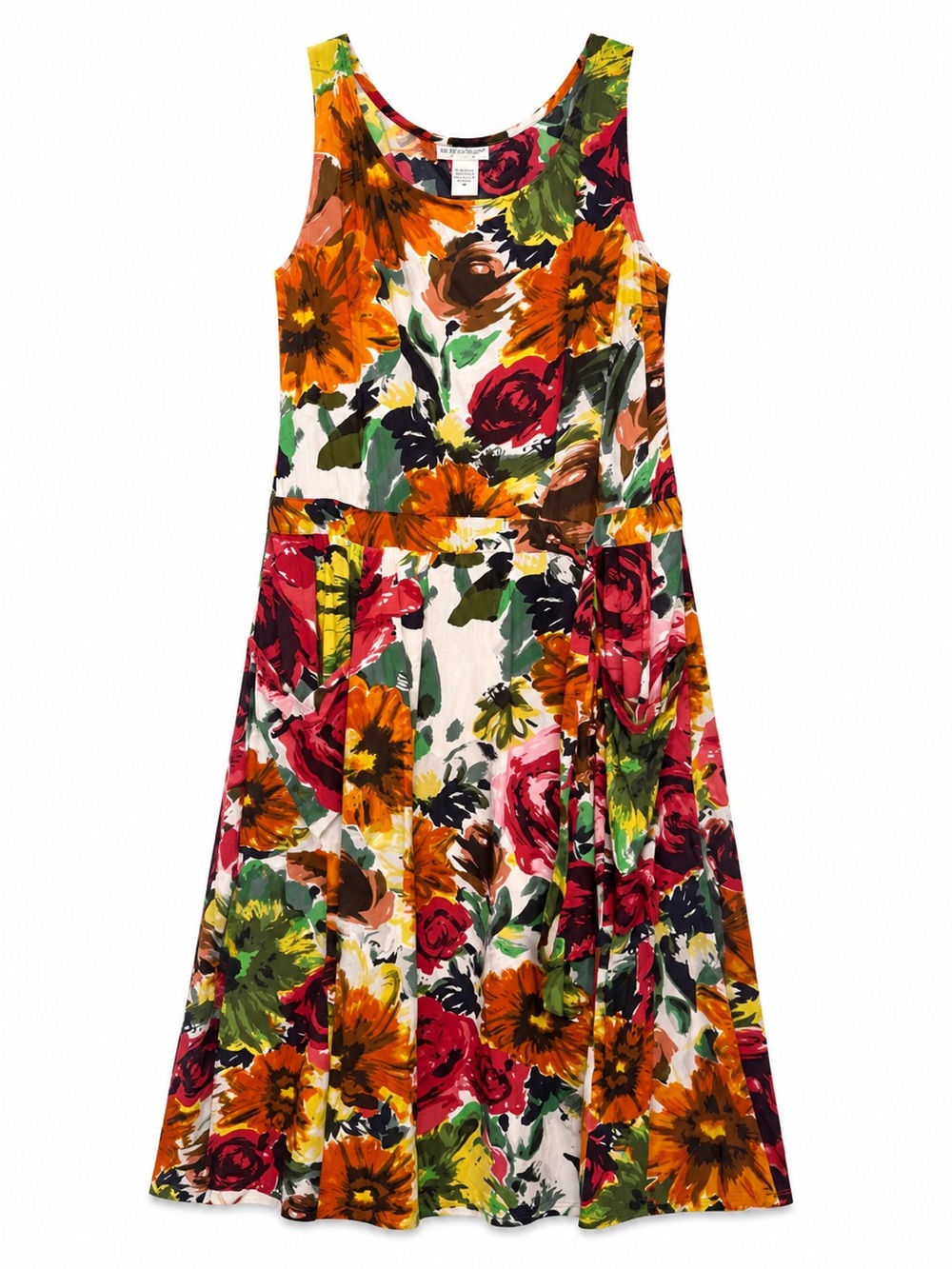 Newport News Red and Green Floral Maxi Dress